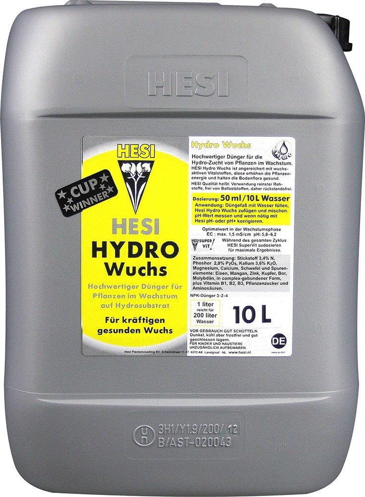Hesi Hydro Wuchs 10L – Power-Dünger für maximales Pflanzenwachstum