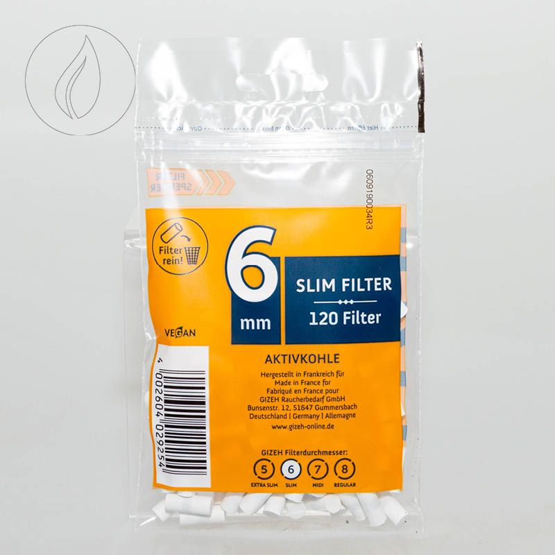 GIZEH Slim Zigaretten Aktivkohle Filter 6mm 120Stk
