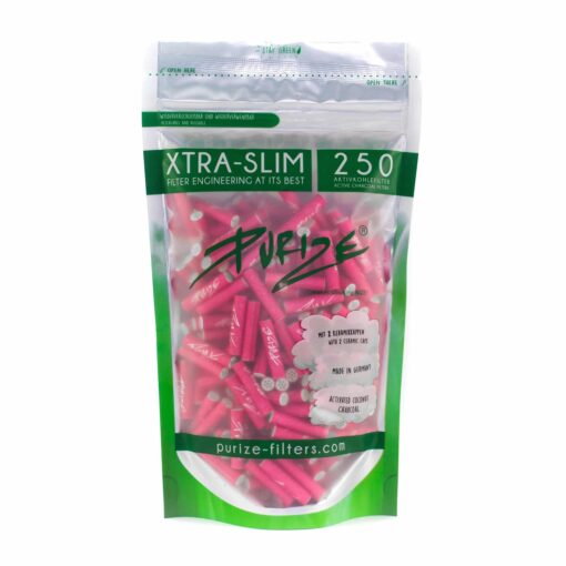 PURIZE® ~ Xtra Slim Aktivkohlefilter PINK ~ (250Stk.)