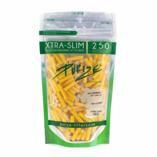 PURIZE® ~ Xtra Slim Aktivkohlefilter YELLOW ~ (250Stk.)