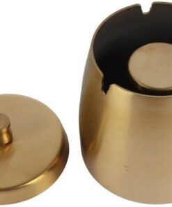 ASCHENBECHER EDELSTAHL GOLD MIT DECKEL - 9.5CM