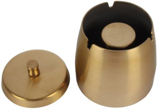 ASCHENBECHER EDELSTAHL GOLD MIT DECKEL - 9.5CM