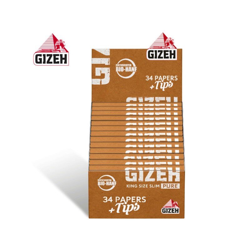 GIZEH Pure King Size Slim + Tips – Ungebleichte Hanf Papers (25 Stück) – Bild 3