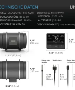AC Infinity CLOUDLINE PRO T8 – 200 mm EC-Rohrventilator mit Smart Controller – Bild 7