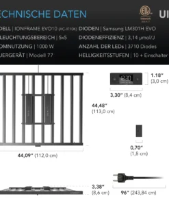 AC Infinity IONFRAME EVO10 – 1000W Samsung LM301H EVO LED Growlampe für 150 × 150 cm – Bild 3