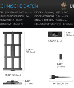 AC Infinity IONFRAME EVO3 – 280W Samsung LM301H EVO LED Growlampe für 120 × 60 cm – Bild 4