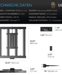 AC Infinity IONFRAME EVO4 – 300W Samsung LM301H EVO LED Growlampe für 90 × 90 cm – Bild 3