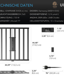AC Infinity IONFRAME EVO8 – 730W Samsung LM301H EVO LED Growlampe für 150 × 150 cm – Bild 3