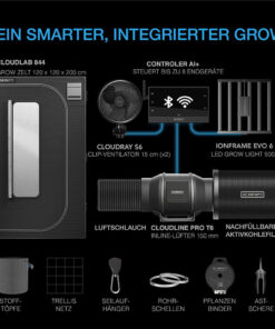 AC Infinity AI+ Growbox Komplettset PRO 120 × 120 × 200 cm – 500W Samsung LED mit KI-Steuerung – Bild 3